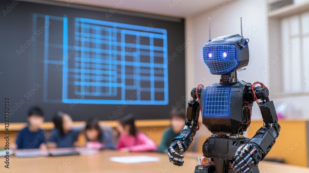 Poster robot instructor engaging children in a classroom learning environment