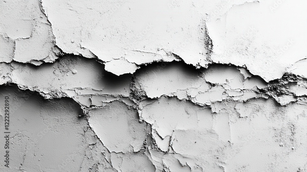 Poster white wall with visible cracks and weathered texture creating an aged appearance