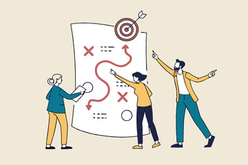 Strategic planning, plan to overcome difficulty or obstacle to reach goal or target, team brainstorm or competitor analysis