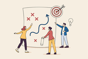 Strategic planning, plan to overcome difficulty or obstacle to reach goal or target, team brainstorm or competitor analysis