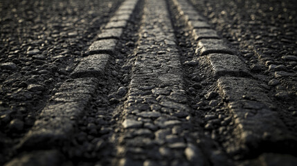 Tires tracks on asphalt background, offroad grunge tyre prints, abstract automobile wheels black pattern. Rally, motocross straight dirty traces, off road trails texture, Realistic vector illustration