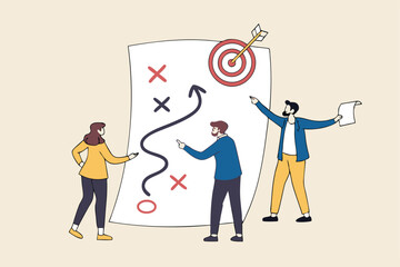 Strategic planning, plan to overcome difficulty or obstacle to reach goal or target, team brainstorm or competitor analysis