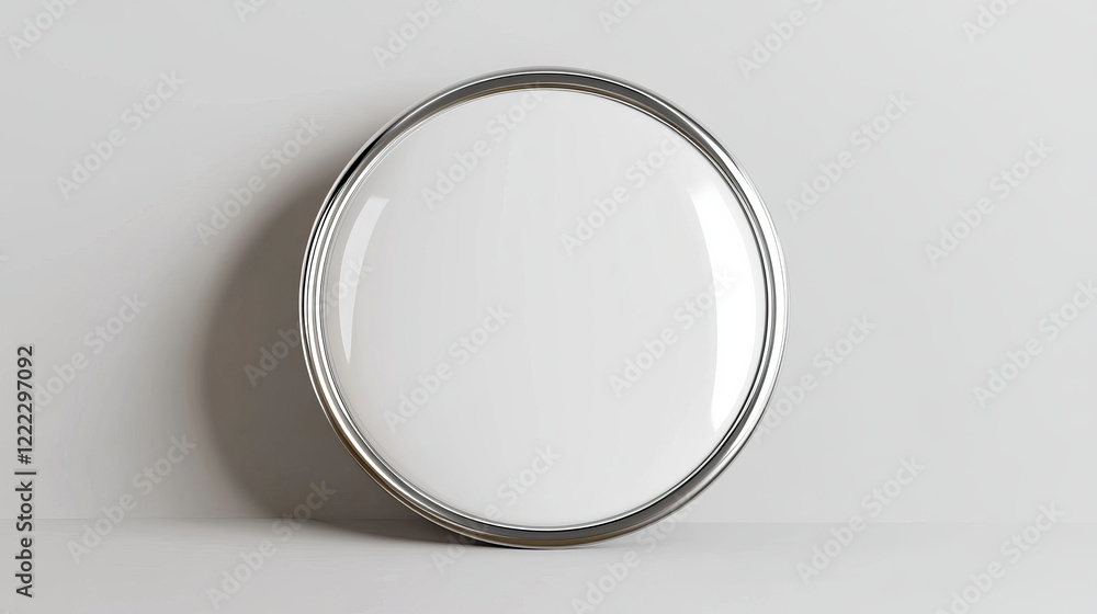 Poster white blank pin button mockup. round badge vector. 3d metal circle promotional brooch mock up design