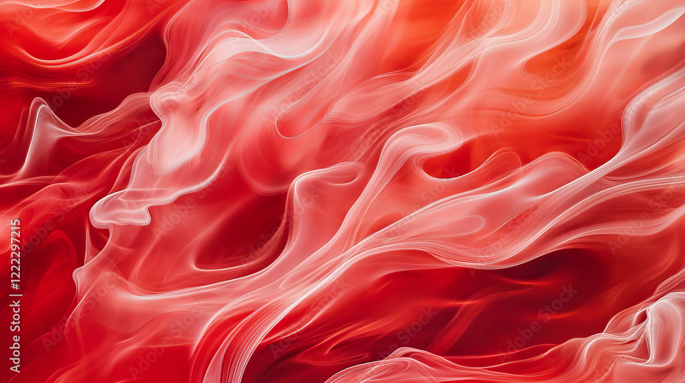 Poster red transparent smoky stream of waves. abstract design element.