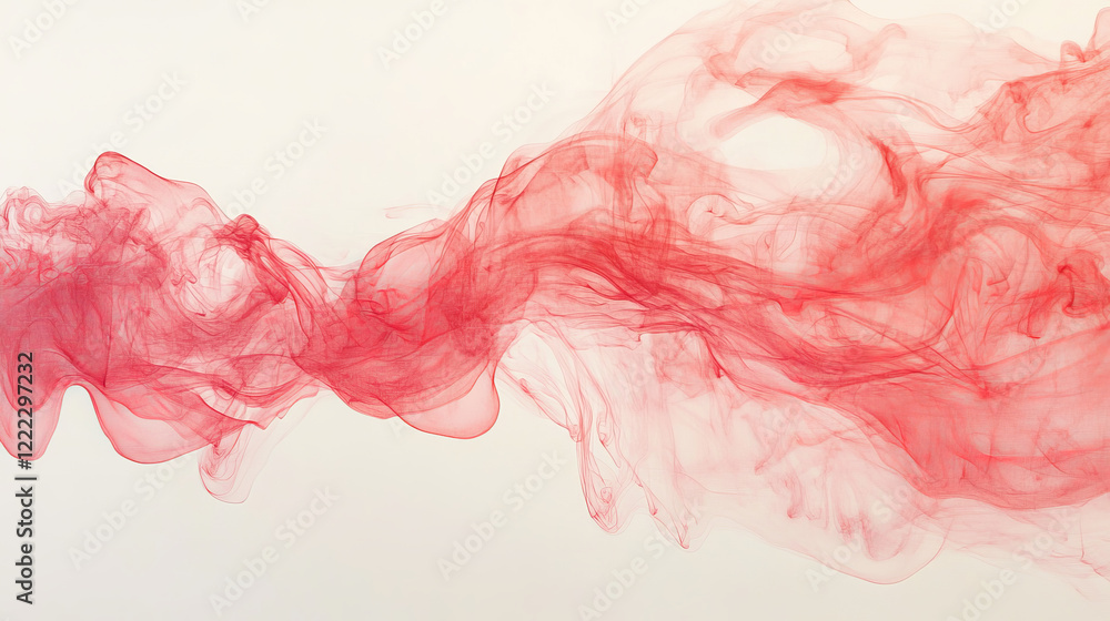 Poster red transparent smoky stream of waves. abstract design element.