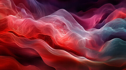 Obraz premium Red transparent smoky stream of waves. Abstract design element.