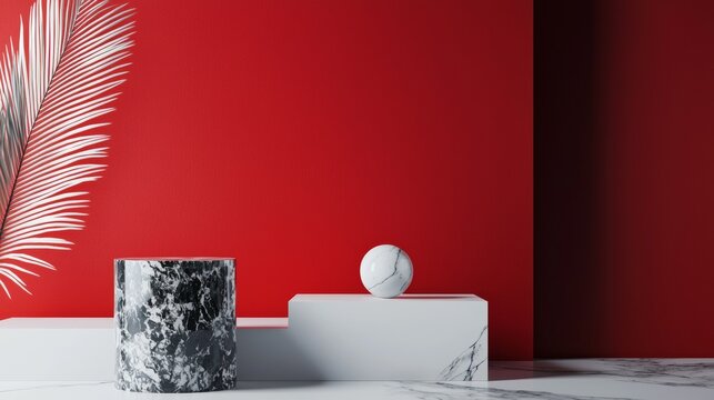 Minimalist decor with bold red accents