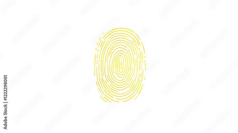 Poster elegant yellow fingerprint icon centered on a black background, sharp lines and minimalist style to 