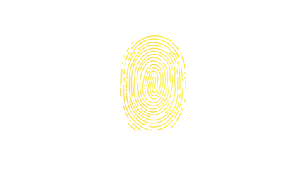 Elegant yellow fingerprint icon centered on a black background, sharp lines and minimalist style to represent secure digital identification