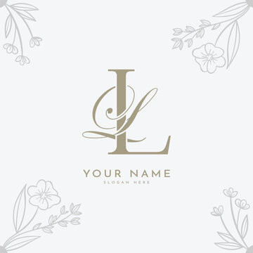 LL LL initial letter handwriting monogram logo.