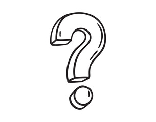 question mark, symbol of thoughts, a sketch by hand in a vector format