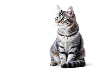 Fototapeta premium Elegant Gray Tabby Cat: Serene Studio Portrait