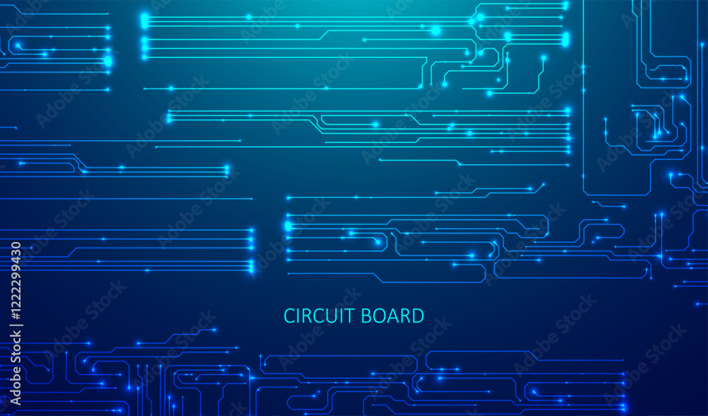 Poster abstract circuit board background. artificial intelligence illustration. digital innovation backgrou