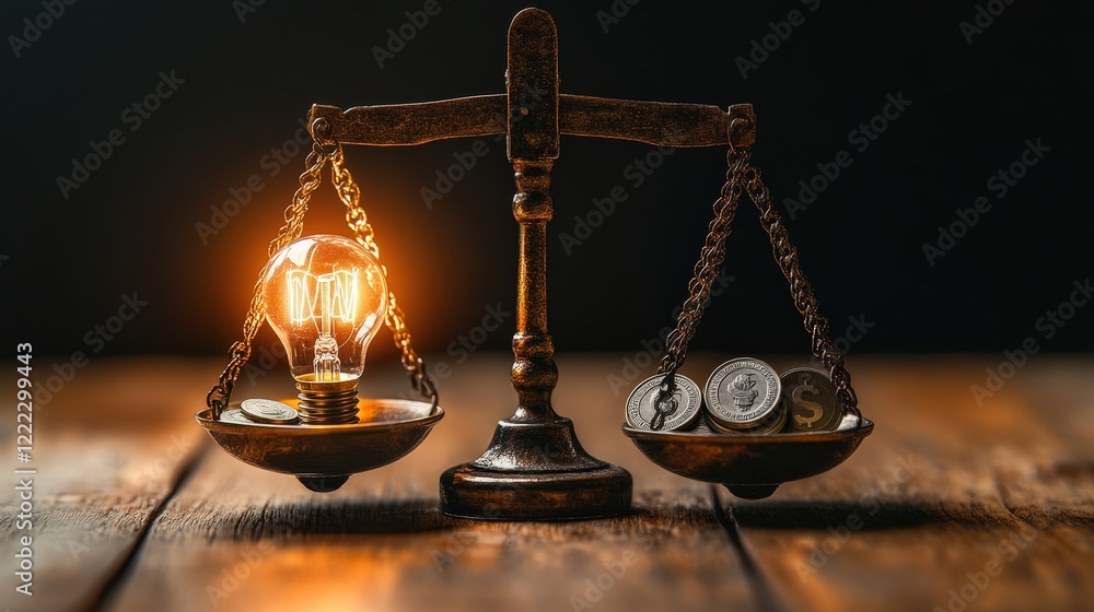 Poster light bulb and lightbulb placed on a wooden table creating a warm and inviting atmosphere
