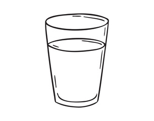 glass of water doodle hand drawn icon. Outline drawing glass of water line clipart symbol