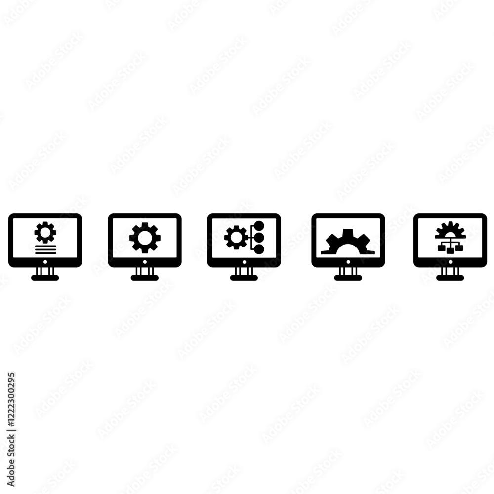 Poster loading icon vector set. update system illustration sign collection. concept of upgrade application 