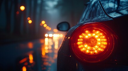 Artistic Visualization of Car Headlight Bulb Luminance Enhanced by Street Lamp Bokeh on a Dimly Lit Road