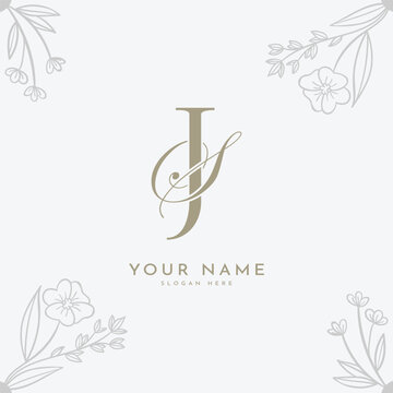 JS SJ initial letter handwriting monogram logo.