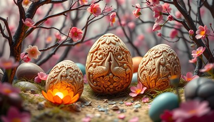 Beautiful Carving colorful easter eggs