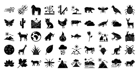 Nature  Vector Icon Set with Transparent Background