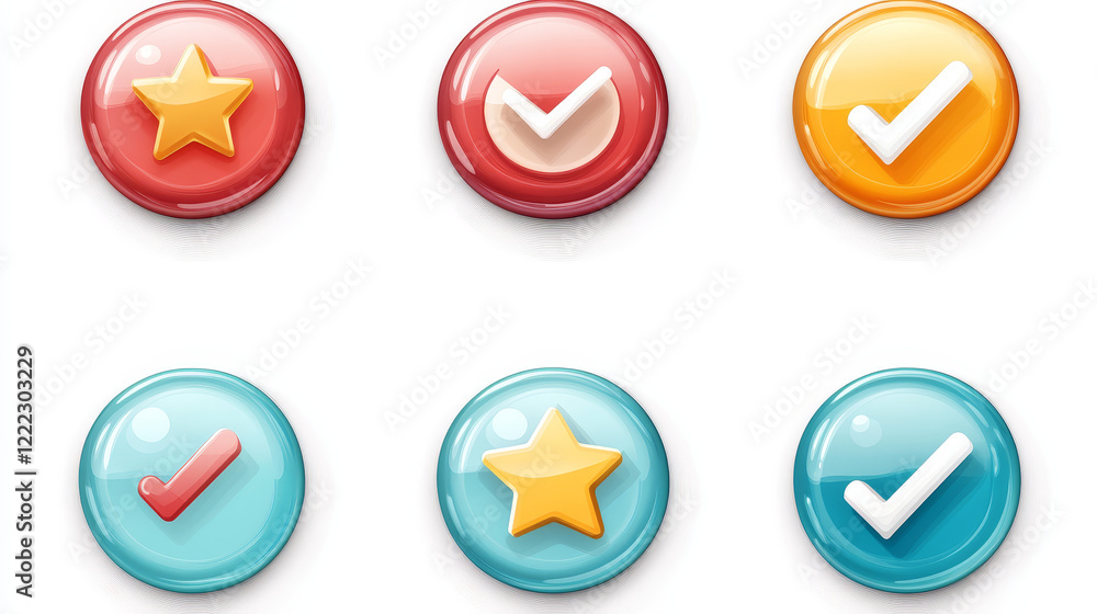 Poster circle buttons with cheese texture and symbols of search, mail, home, star, arrows, delete, check an