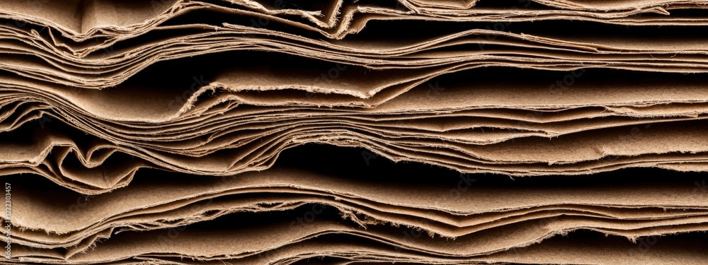 Aufkleber close-up of crumpled brown paper sheets in layers for background texture or crafting projects