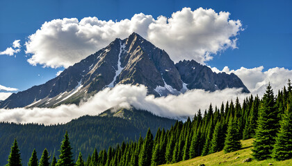 Majestic Mountain Under a Cloudy Sky