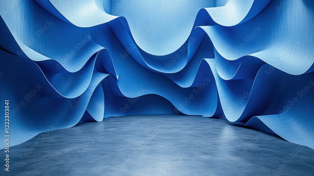 Poster vibrant blue abstract background with smooth gradients and fluid shapes for design and creativity