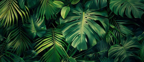 Luxurious tropical leaf texture with intricate abstract green patterns – Stunning nature-inspired background perfect for desktop wallpapers, digital designs, and creative projects
