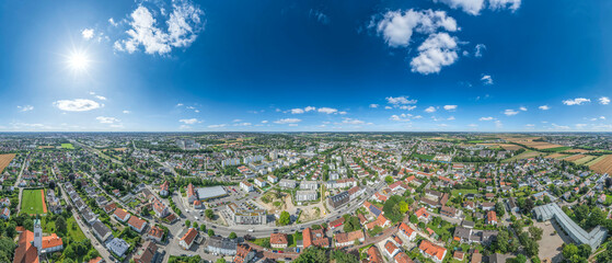 Ausblick auf Neusäß an der Schmutter im Großraum Augsburg in Schwaben