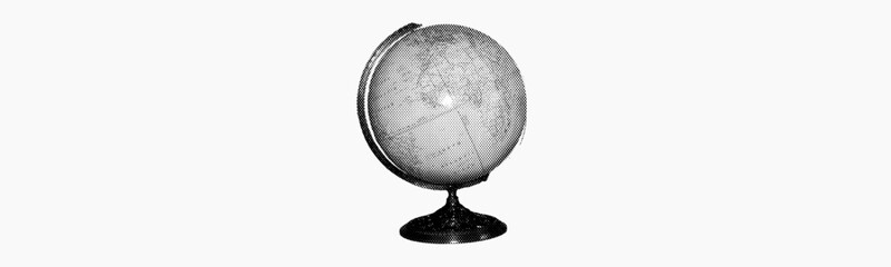 world globe with black stand isolated on white background earth geography retro halftone collage element education travel global business or environmental awareness themes mixed media design © ayb