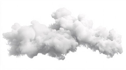 soft and fluffy white cloud isolated against a plain white background with realistic texture and light shading  
