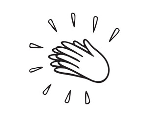 Applause doodle icon, Clapping their hands, applause hand drawn isolated on white background. 