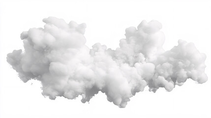 single realistic fluffy white cloud isolated against a clean white background with soft lighting and natural texture  
