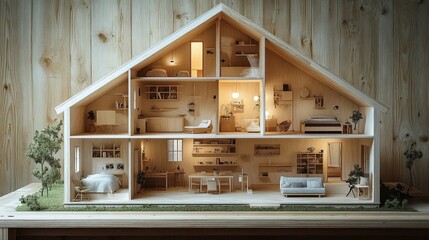 Detailed dollhouse interior filled with miniature furniture and accessories for imaginative play