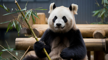 Obraz premium giant panda eating bamboo