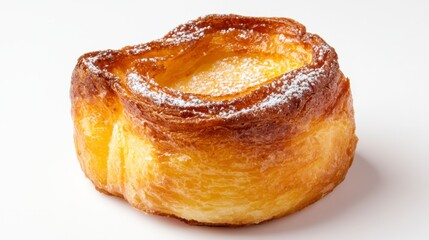 Golden Pastry with Sugar Dust on White Background for Culinary Use