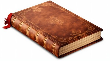 Obraz premium A classic hardcover book with a detailed cover and binding resting on a transparent background This image represents the concept of education literature and knowledge