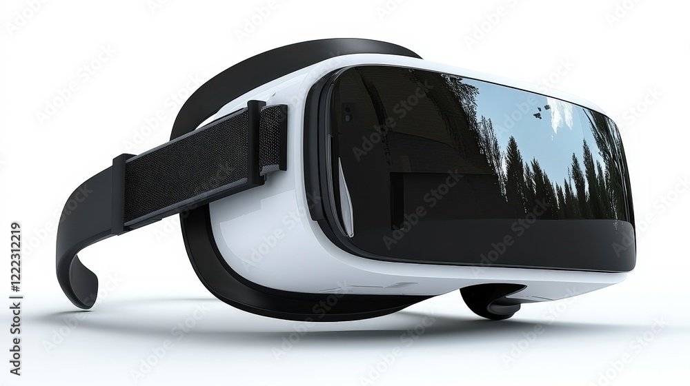 Aufkleber virtual reality headset placed on a table with a blurred background in a modern indoor setting