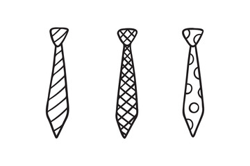 Necktie Hand drawn doodle tie element, art, icon, symbol. Isolated black and white necktie clipart element