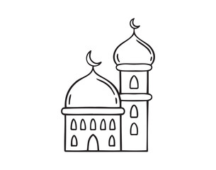 muslim mosque concept doodle hand drawn icon. Outline drawing muslim mosque line clipart symbol