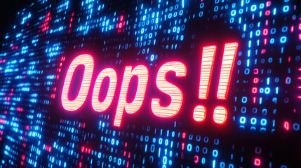 Close-up of digital error code displayed on a futuristic screen, highlighting a cyber error in a complex system.
