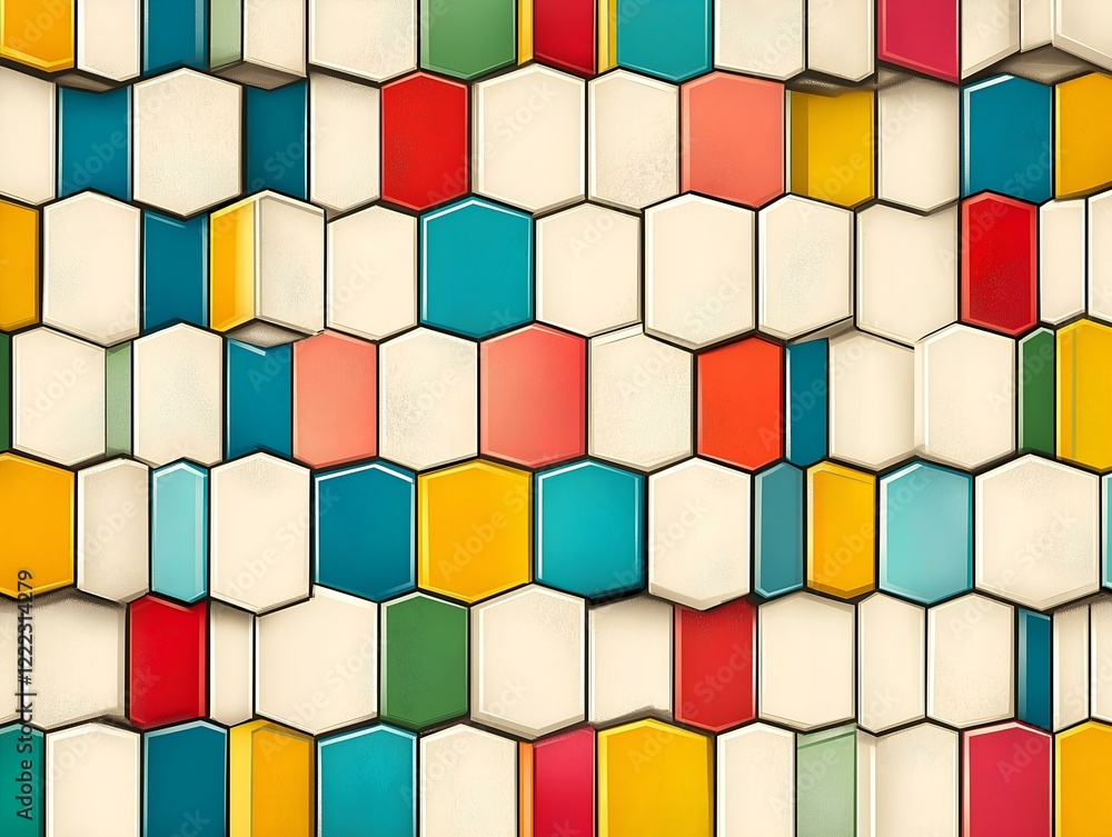 Poster honeycomb pattern multicolored hexagons geometric design background