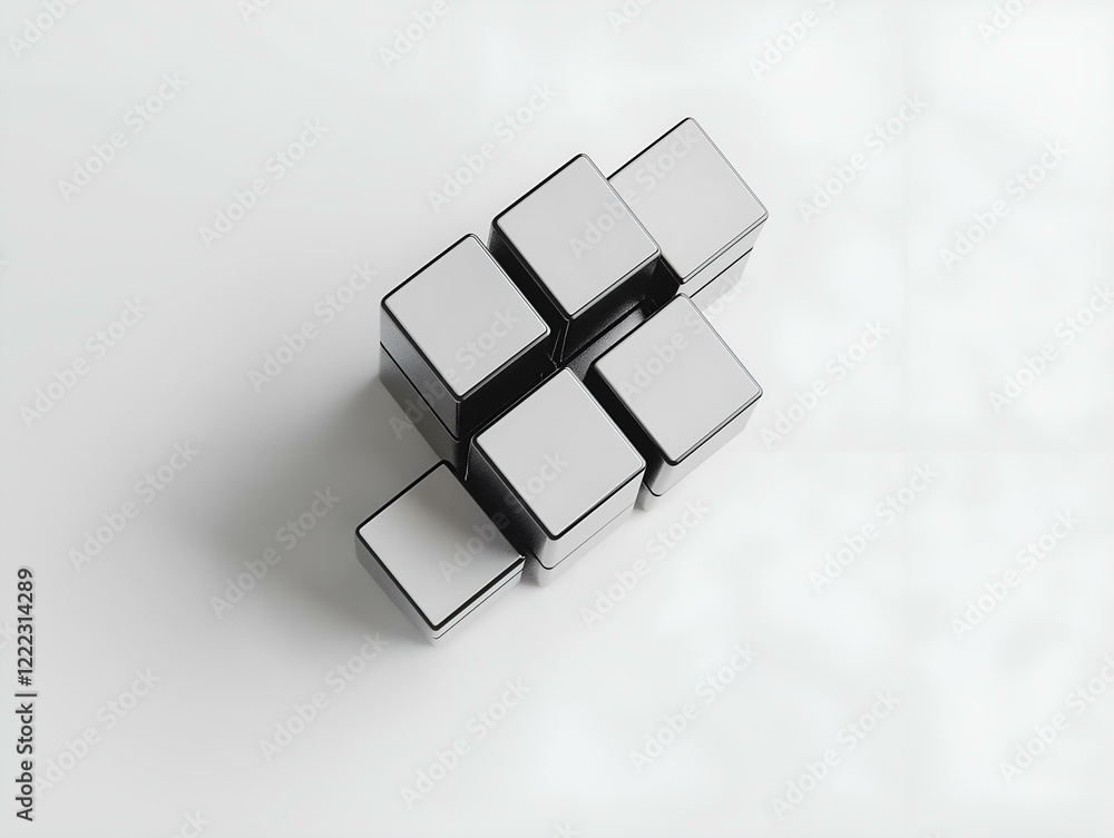 Poster black and white cube puzzle minimalistic design geometric object