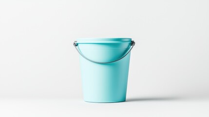 Light blue plastic bucket, isolated, white background, product display