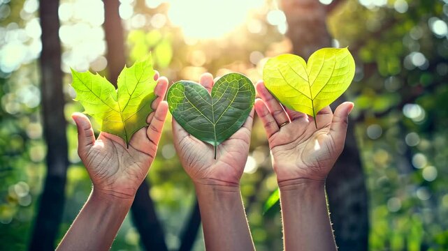 The Hands Holding Heart Leaves
