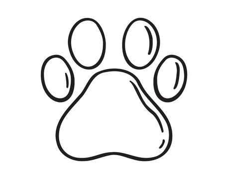 recommend clip art: Dog paw or pet footprint doodle hand drawn icon. Outline drawing dog paw or pet footprint line clipart symbol