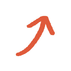 手描き　線画　赤い上向き矢印のイラスト