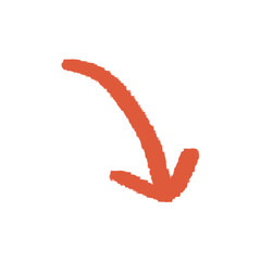 手描き　線画　赤い下向き矢印のイラスト