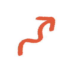 手描き　線画　赤いうねうね矢印のイラスト